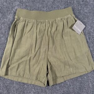 Falls Creek Linen Blend Shorts Olive Green Pull On Casual Comfort S Lounge Relax